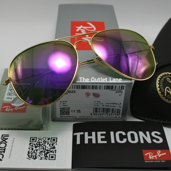 Model Display Ray-Ban Aviator Purple Mirror RB3025 - Picture 2 of 16